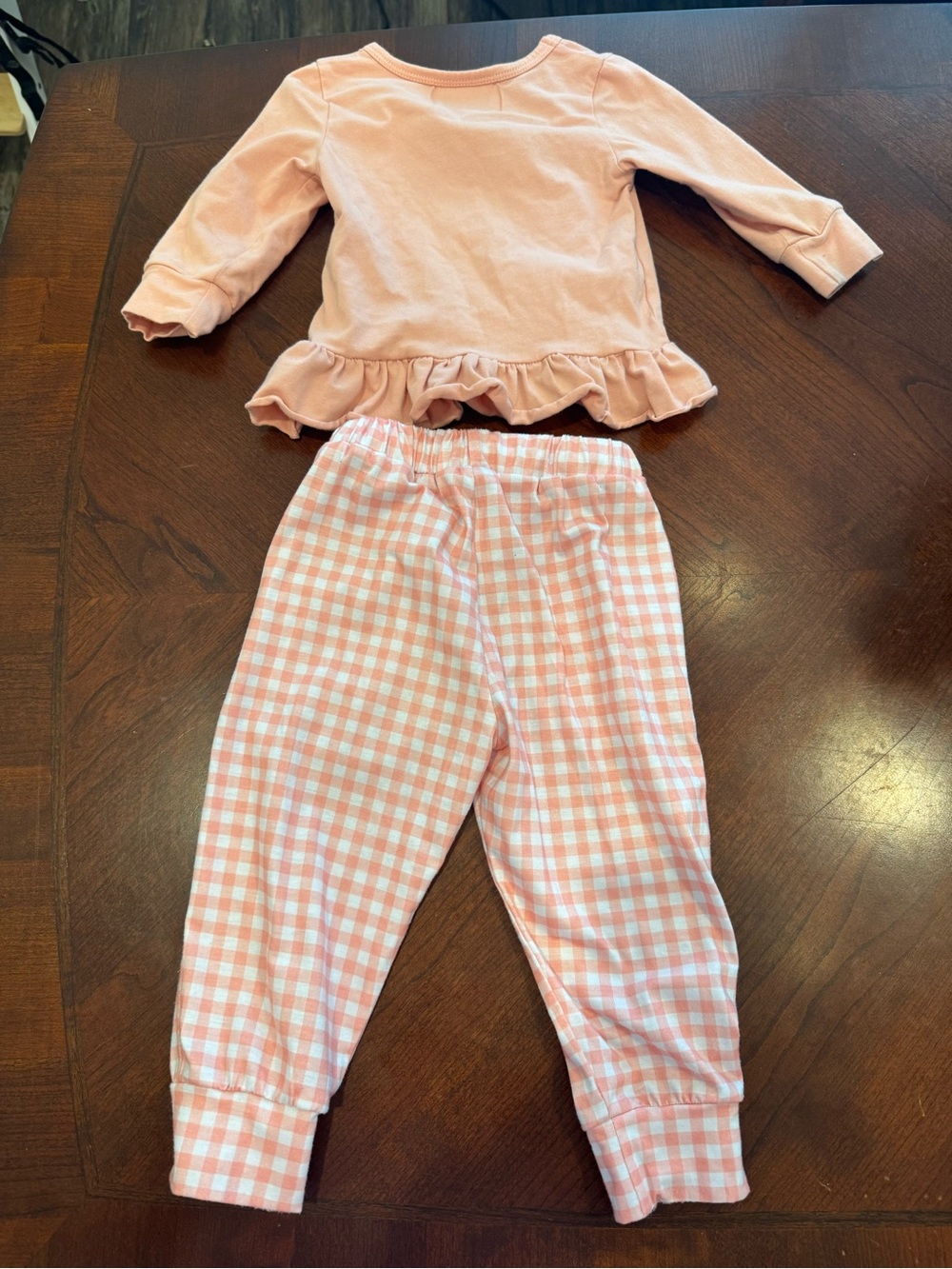 Scarlett Peach Pink Ruffle Top & Gingham Jogger Set - Picture 6 of 6